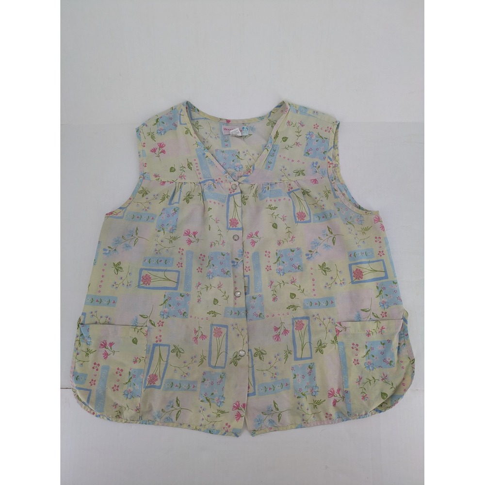 Moon Dance Smock Top Women 3X Yellow Floral Pearl Snap Grannycore Pastel Prairie